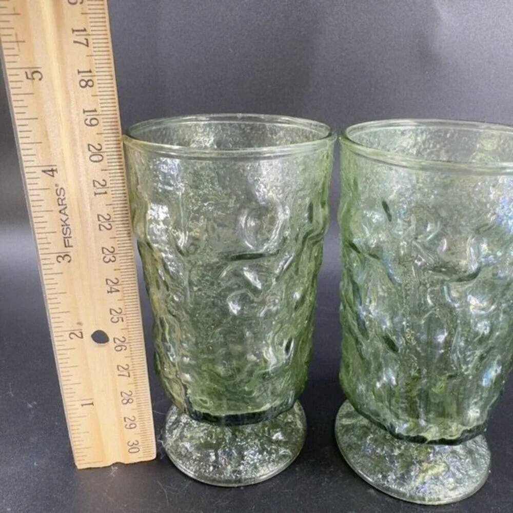Anchor Hocking Lido Milano Crinkle Drinking Glasses Tumbler Iridescent Set‎ 2